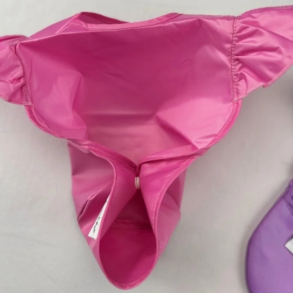 Tiny Twinkle Baby Mess Proof Bibs Waterproof Pocket Ruffle Butterfly Pink Purple